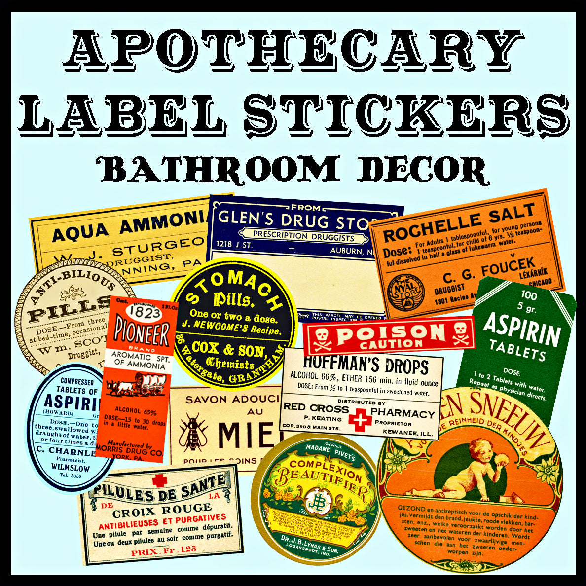 Blank Apothecary Label Stickers, Bathroom Storage Labels, Pharmacy & D –  Rare Paper Detective