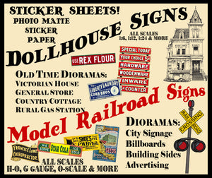 Dollhouse & Model Railroad Sign Stickers