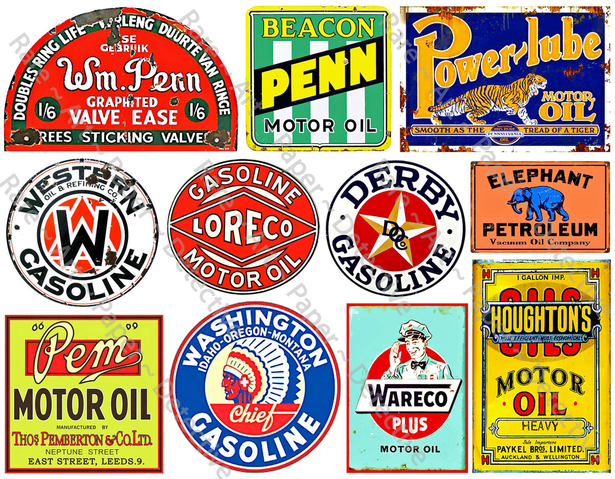 gas-motor-oil-label-stickers-garage-signs-oil-can-label-decals-se-rare-paper-detective