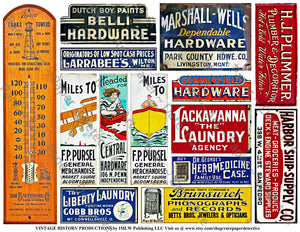 Vintage Advertising, 14 General Store Sign Stickers Featuring a Vintage Rusty Look, Sheet #742