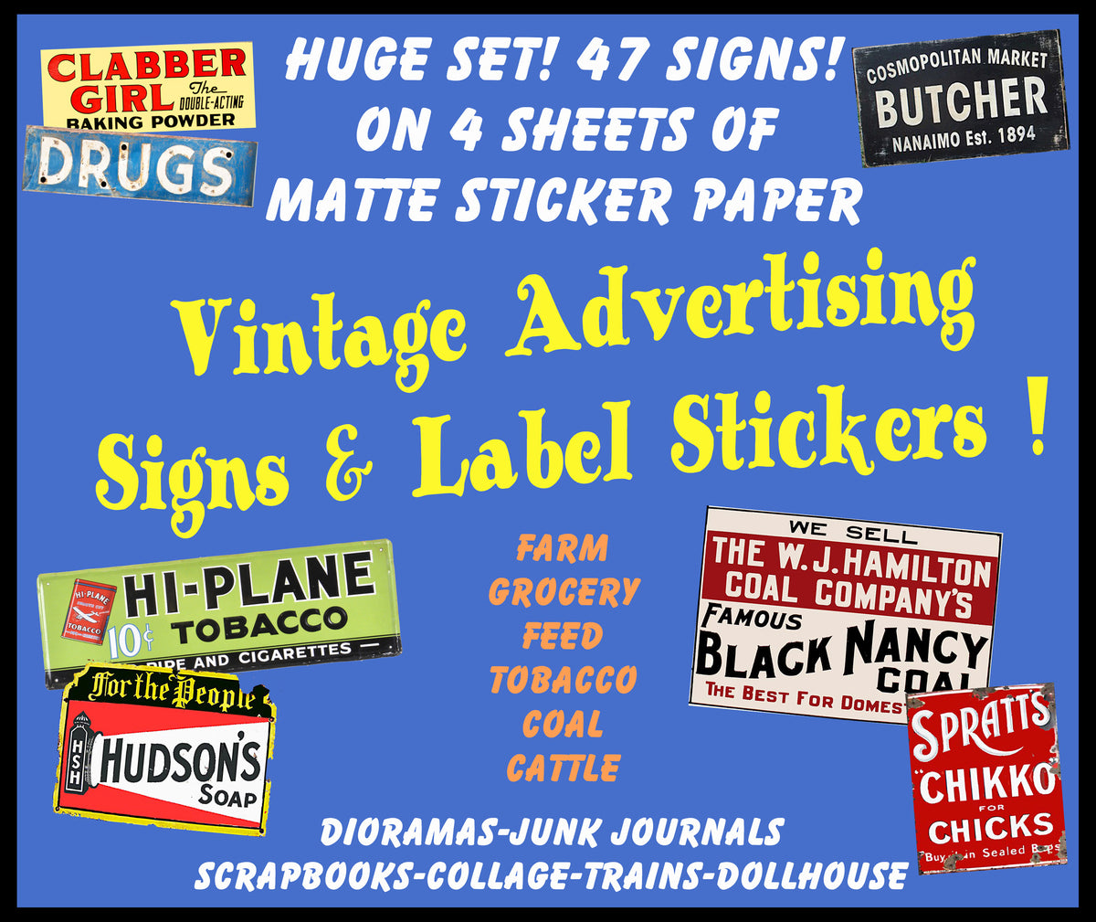 Antique Advertising Sign Stickers, 12 Vintage Advertising Decals, Vint –  Rare Paper Detective