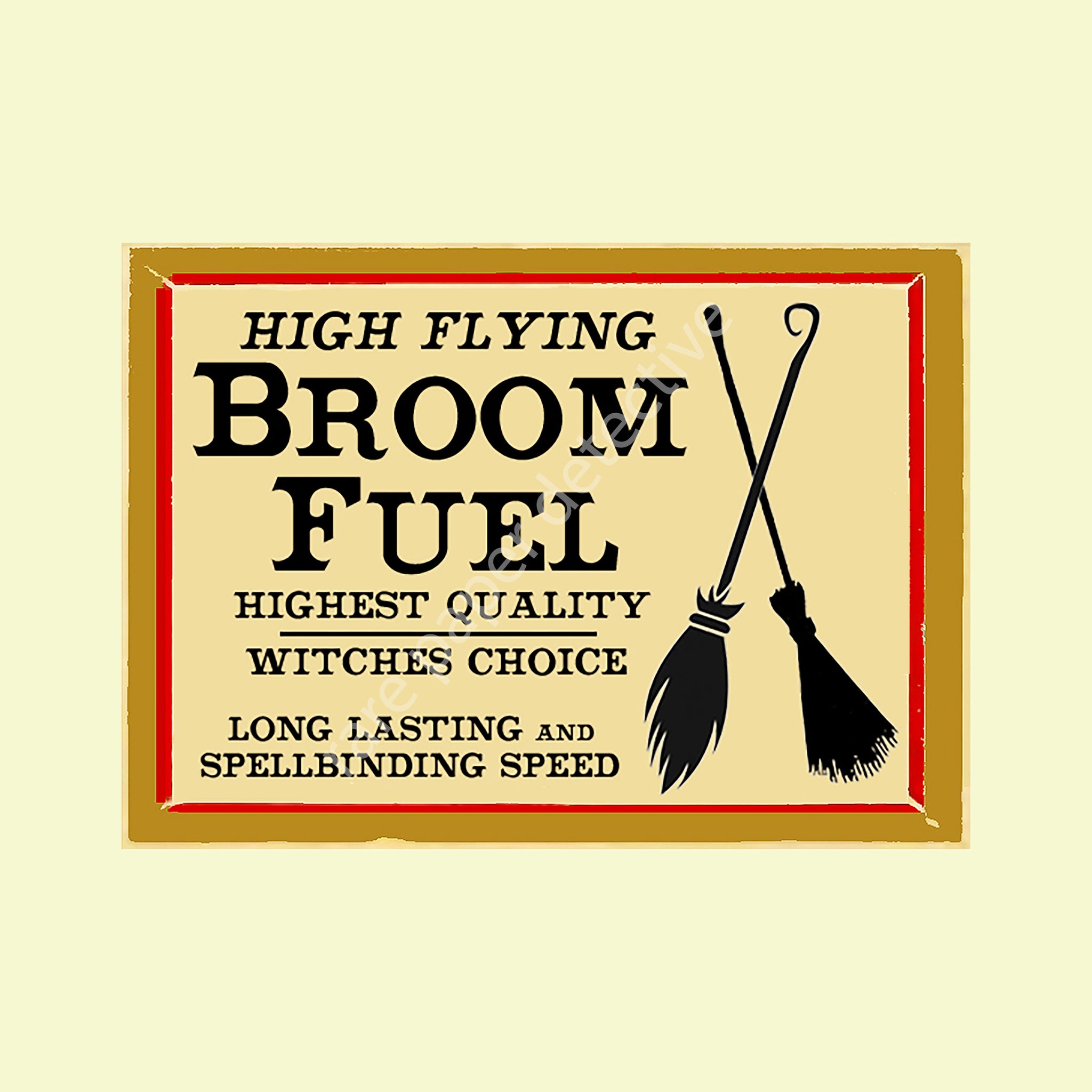 Halloween Print, Whimsical Witches Broom Fuel Novelty Accent Print for Decorations & Halloween Party Decor, 26-7