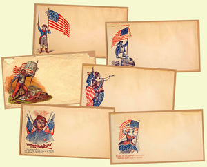 6 Antique Patriotic Envelope Stickers, Civil War Historical Letter Envelopes for Altered Arts, Card & Envelope Making or Decorations, 2P87