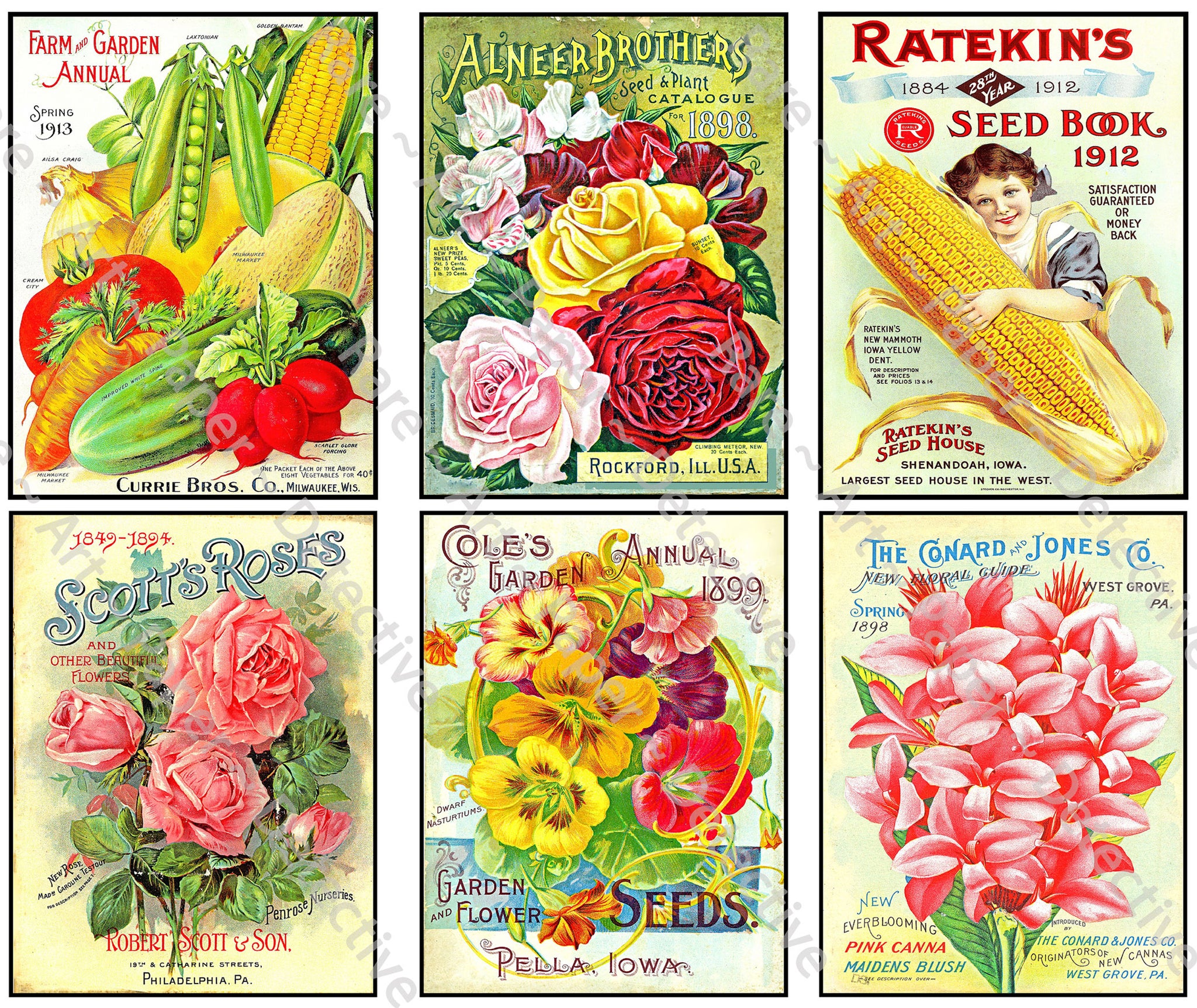 plant seed stickers Garden Seed Packet Stickers for Making Gardener's Gifts, Greeting Cards and Country Kitchen Collages, 1 DIY Craft Sheet, 1286