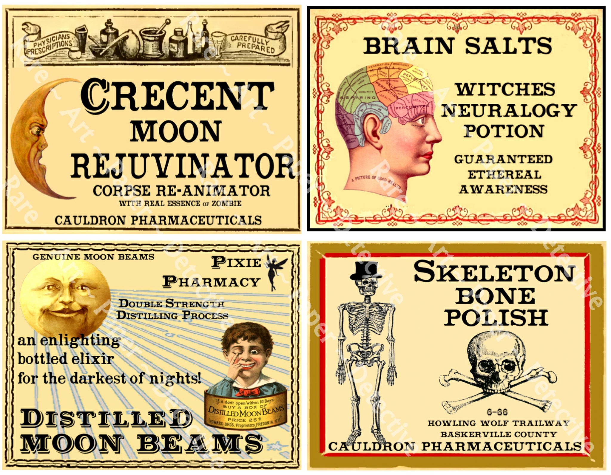 Halloween Stickers, Witches Apothecary Labels, Witch Sticker Decals for Bottles & Jars, Halloween Party Decorations, Set of 4 Labels, 1338