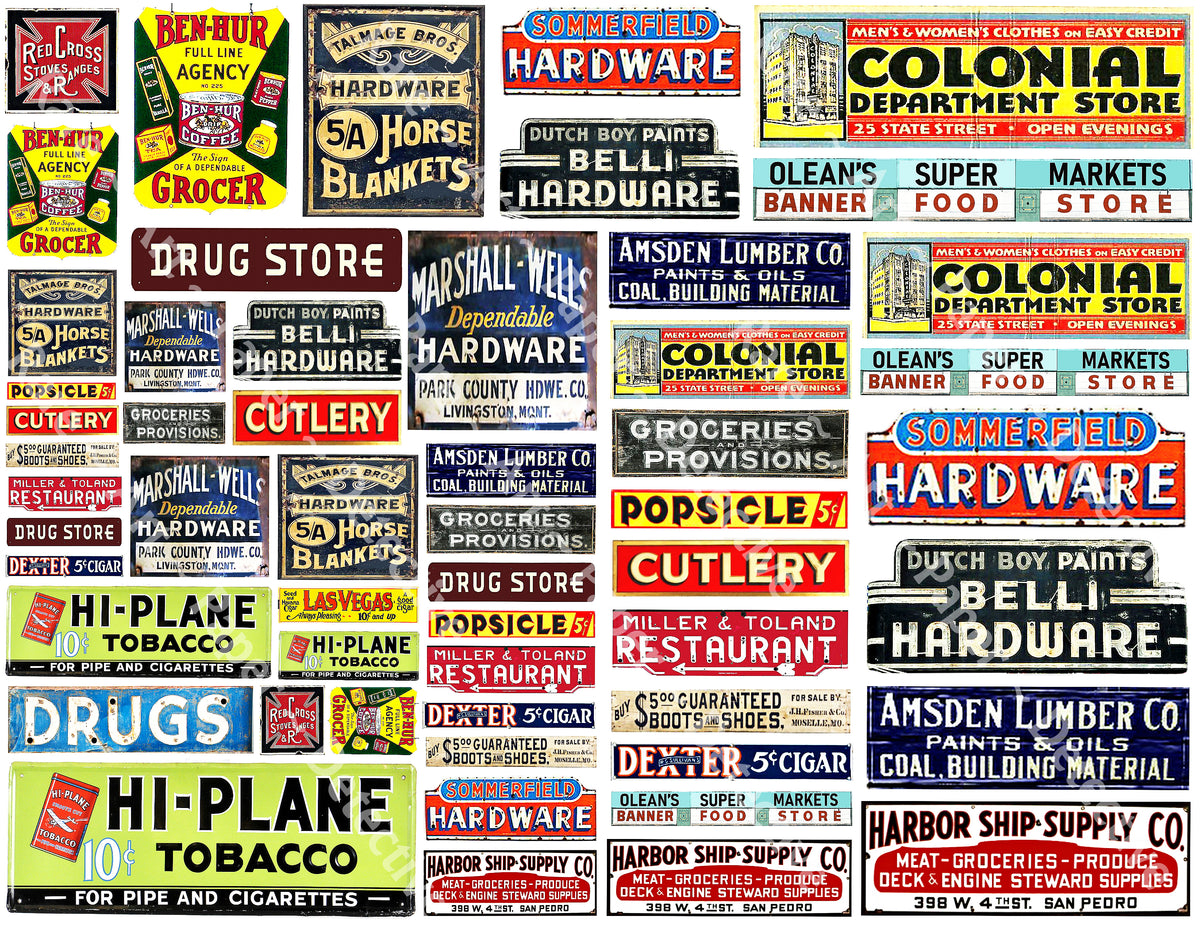 Store Signs Model Train and Diorama Stickers 55 Vintage Billboard and ...