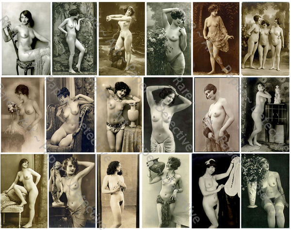Vintage Naughty Nude Clip Art Tags for Risqué Junk Journal & Collage Crafters, 36 Tags, French Nudes, 2 DIY Craft Sheets