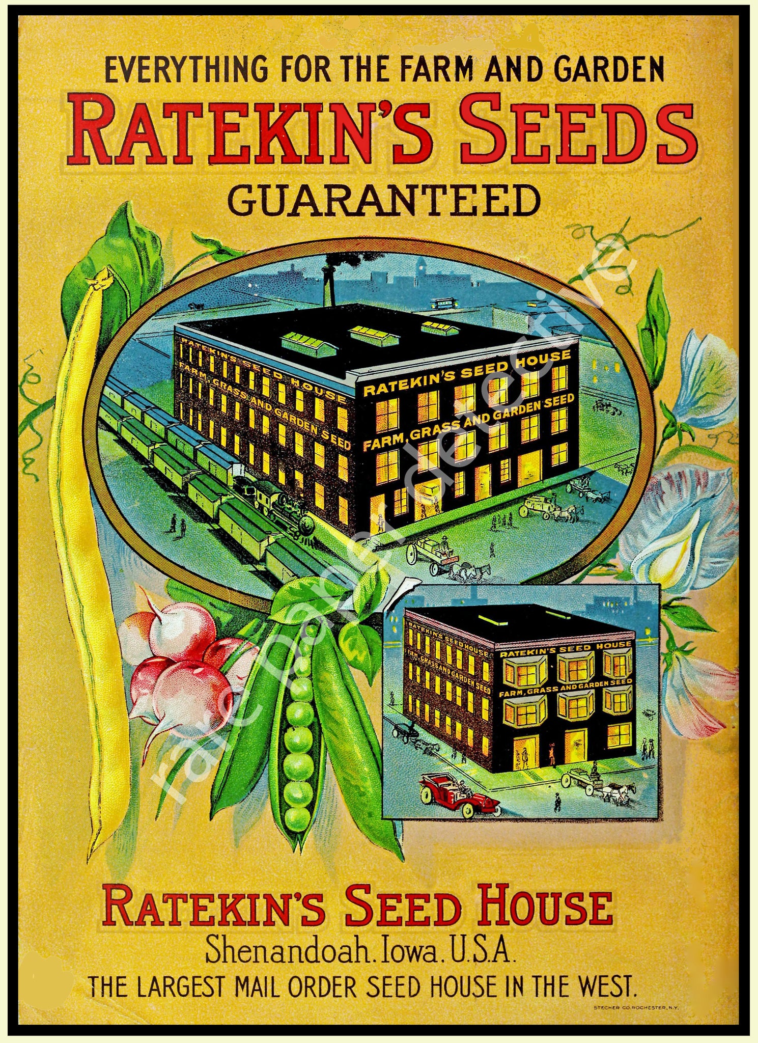 Garden Wall Art Decor Print, Antique Seed Catalog Cover, 5" x 7", Gardening Journal Gift & Kitchen Decor, 18-115