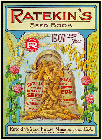 Gardening Art Decor Print, Antique Seed Catalog Cover, 5" x 7", Gardening Journal Gift & Kitchen Decor, 18-117
