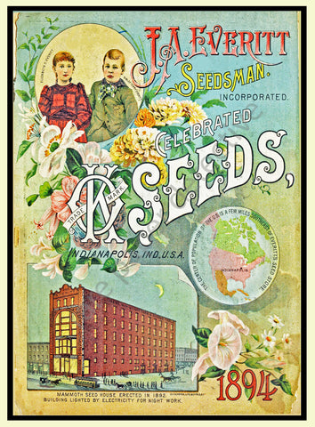 Garden Seed Packet & Catalog Accent Print, 5" x 7", Cottage Garden & Kitchen Decor, 18-121