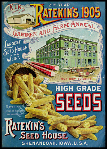 Garden Seed Catalog Print, 5" x 7", 1905 Wall Art Hanging, Garden Shed, Green House, Patio Decor, Home Decoration, Antique Seed Packet, 18-88