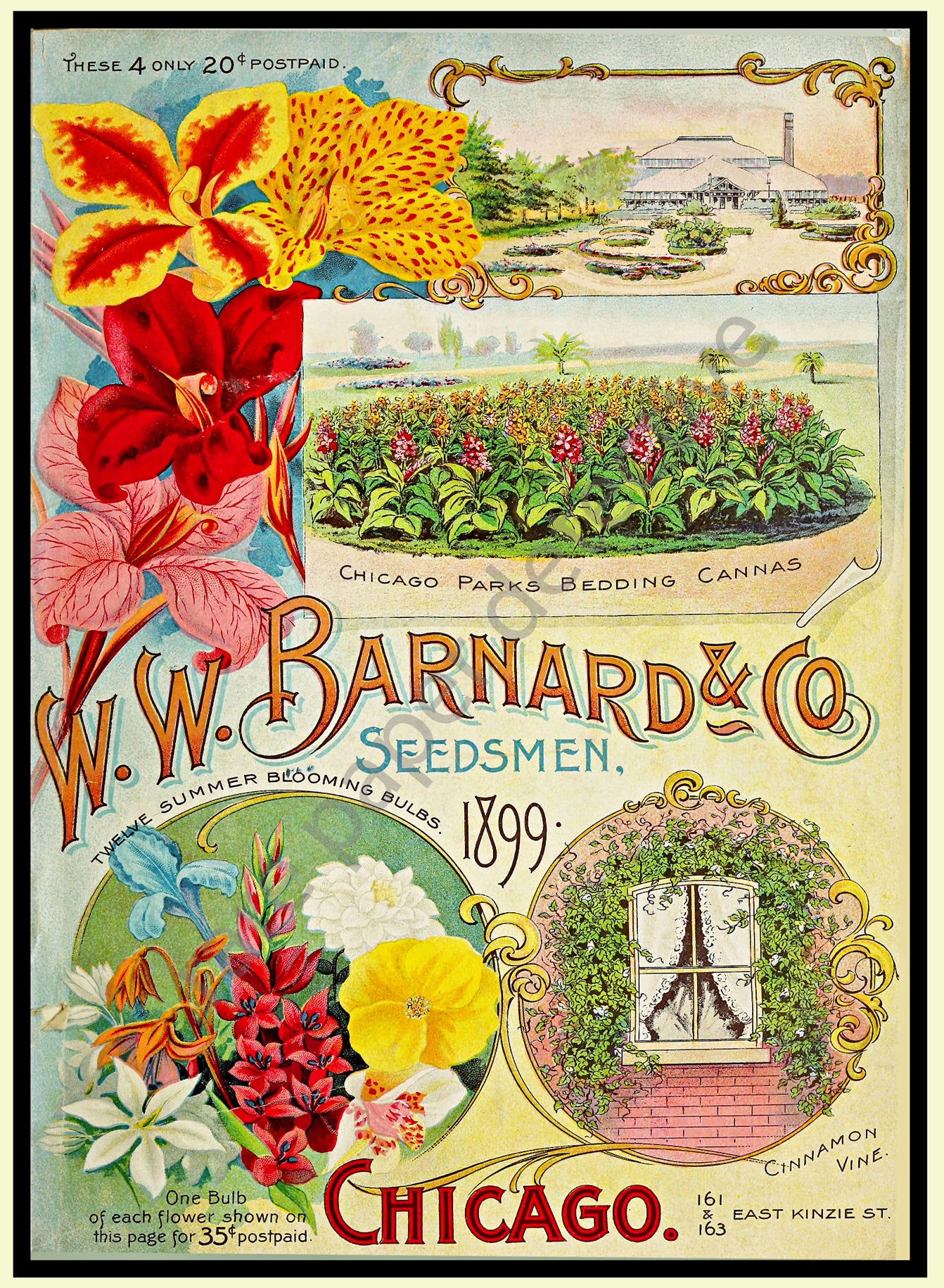 Gardening Decoration & Seed Catalog Accent Print, 5" x 7", Country Garden & Kitchen Decor, 19-31