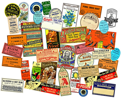 39 Pcs. Apothecary & Druggist Labels, 2 Sticker Sheets, Huge Set of Old Fashioned Chemist, Pharmacy Stickers, Medicine Bottle Label Set, 2P2