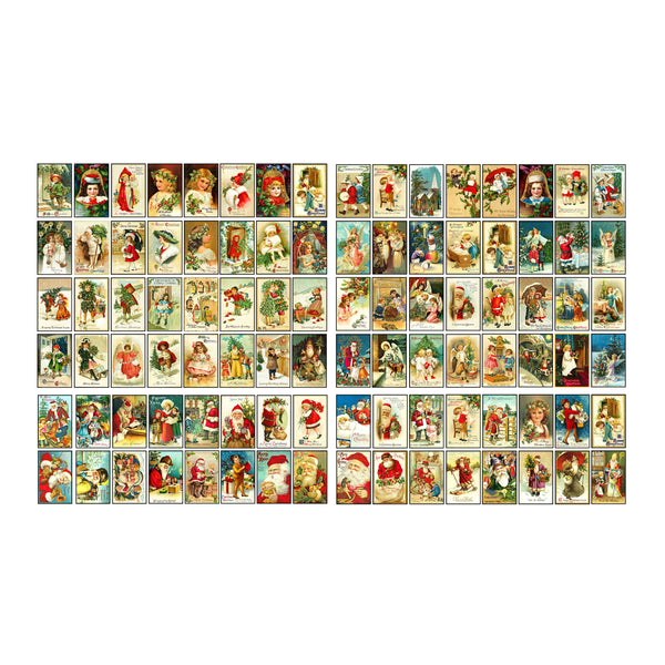Christmas Greeting Card Stickers, HUGE Set of 96 Envelope Seals on 3 STICKER SHEETS, Old Fashioned Holiday Stickers, Antique Gift Tag, 2P47