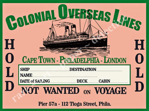 Travel Sticker, Luggage Label, Vintage Label Art & Baggage Tag, Steamship Trunk Home Decor, Travel Junk Journal Scrapbook, 4" x 3", 308