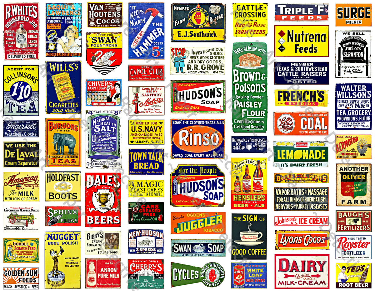 HUGE SET of Dollhouse & Model Railroad Miniature Sign Stickers, 256 Pc ...