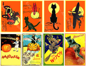Halloween Stickers, Antique Halloween Postcard Images & Spooky Clip Art, Autumn Décor, Halloween Party Novelty, 1032