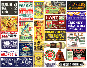 Antique Advertising Signs, General Store Stickers Featuring a Vintage Rusty Look, Sheet 1050