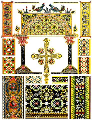 Byzantine Empire Graphics & Designs #2, Sticker Sheet, Junk Journal and Clip Art Collage, Antique Theme Scrapbook, CUT and PEEL Sheet, 1079
