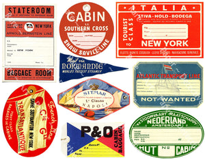 Steamship Luggage Label Sticker Sheet, Travel Stickers from the