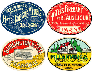 Suitcase Stickers, 4 JUMBO Sized Luggage Labels, 5" x 3.75" each, Steamer Trunk Decals, 1099