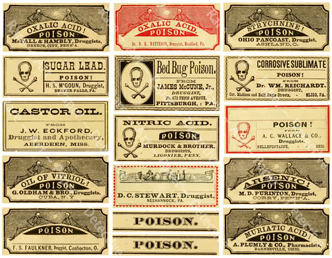 Antique Apothecary Labels, Pharmacy & Chemist Stickers for Bathroom Décor,  Medicine Cabinets, Halloween Decorations and Journals, 371Q 
