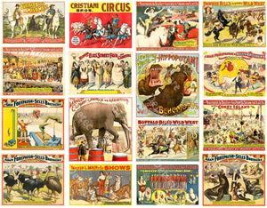 Wild Animal Show & Circus Signs, Billboards for Trains and Dollhouses, Sticker Sheet, 16 Multi Scale Hobby Images for Dioramas, 1123