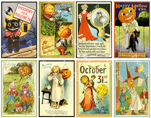 Halloween Stickers, Antique Halloween Postcard Images & Spooky Clip Art, Autumn Décor, Halloween Party Novelty, 1127