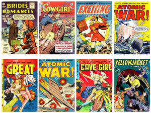 Action Comic Book Covers, Classic 1950's Comics, Vintage Style Sticker Clip Art, 2.5" x 3.75" Tags, CUT & PEEL Sheet, 1166