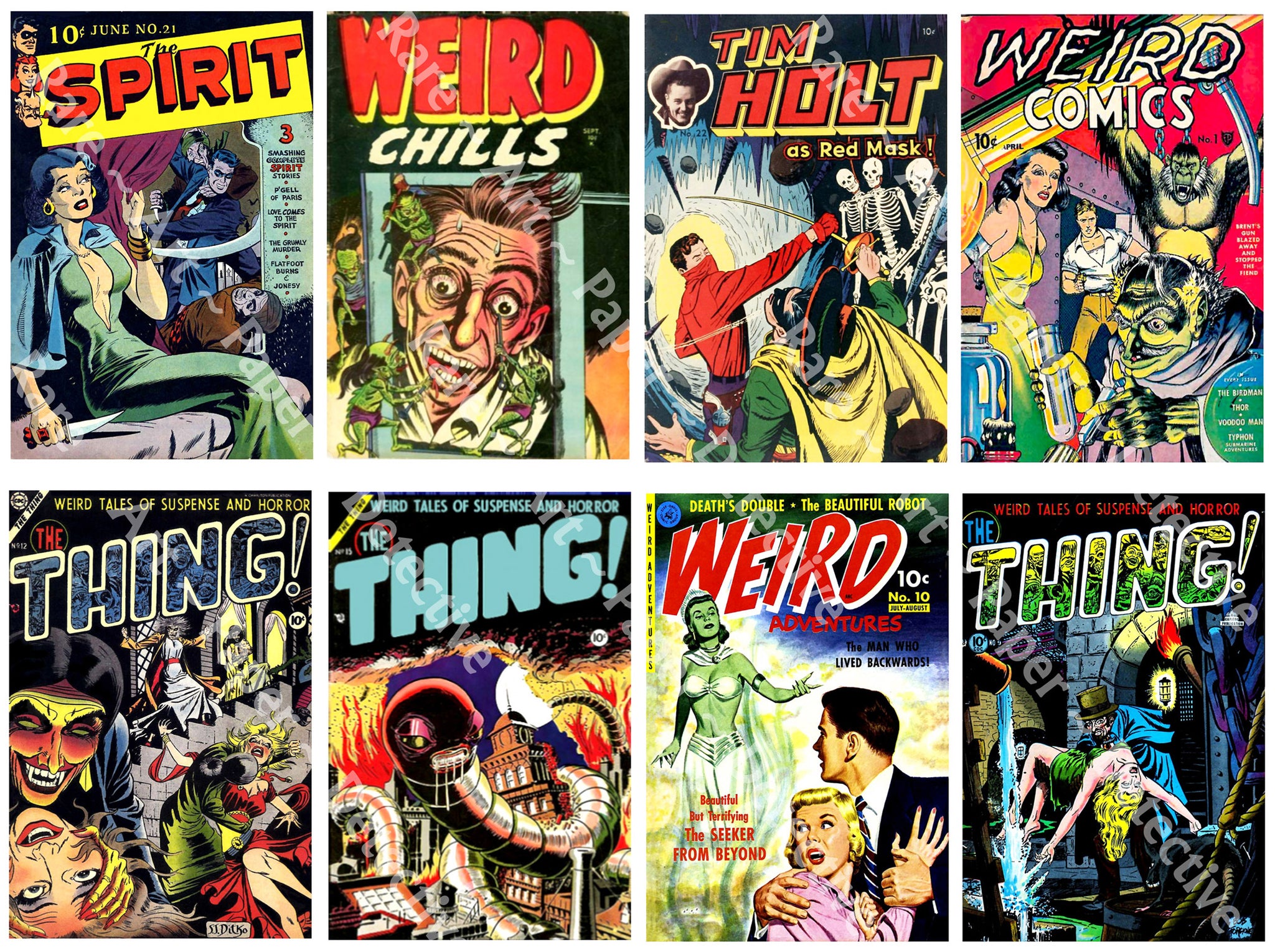 Horror Comic Book Covers, Classic Horror Comics, Vintage Halloween Sticker Décor, 2.5" x 3.75" Tags, DIY Projects and Décor, CUT & PEEL Sheet, 1179