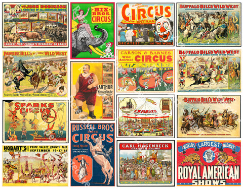 Wild West Shows, Animal Shows & Circus Signs, Billboards for Trains and Dollhouses, 15 Multi Scale Hobby Stickers, 1213