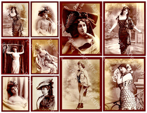 Antique Women, Victorian Portrait Sticker Tags for Journals & Collage, 1237