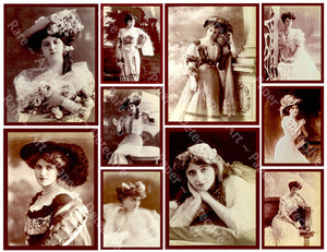 Antique Women, Victorian Portrait Sticker Tags for Journals & Collage, 1239