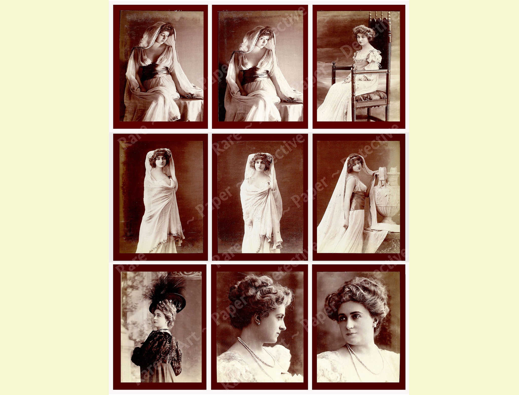 Antique Women, Victorian Portrait Sticker Tags for Journals & Collage, 1240