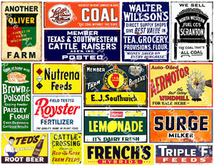Vintage Advertising, General Store Sign Stickers Featuring a Vintage Rusty Look, Sheet #208