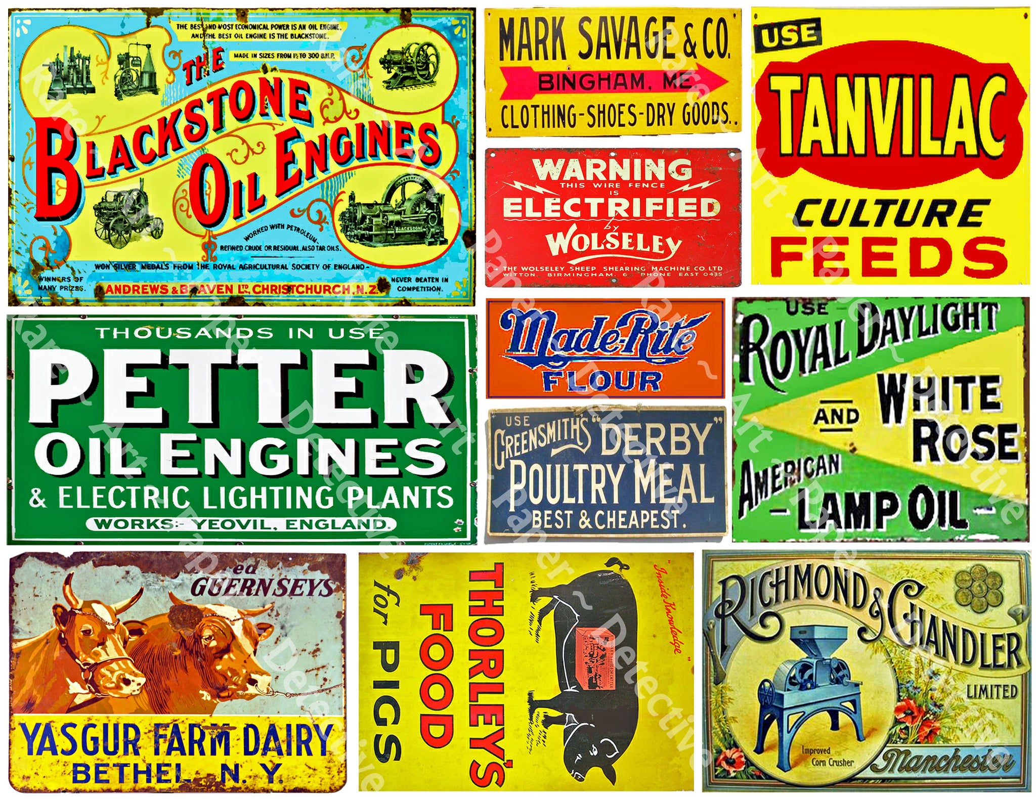 Antique Advertising, General Store Sign Stickers Featuring a Vintage Rusty Look, Sheet #336