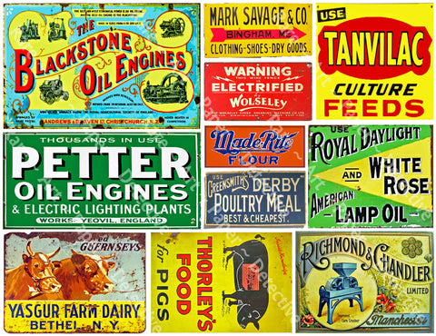 Antique Advertising, General Store Sign Stickers Featuring a Vintage Rusty Look, Sheet #336