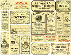 Medicine Cabinet Labels, 19 Authentic Looking Apothecary Label Stickers, Pharmacy & Druggist Decal Set #374Q