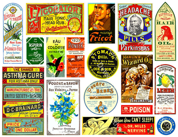39 Pcs. Apothecary & Druggist Labels, 2 Sticker Sheets, Huge Set of Old Fashioned Chemist, Pharmacy Stickers, Medicine Bottle Label Set, 2P2