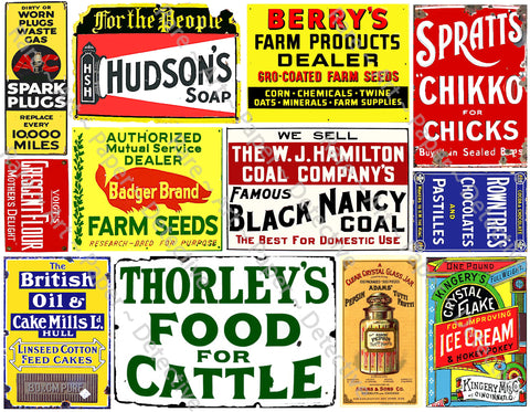 Advertising Signs, General Store Sign Stickers Featuring a Vintage Rusty Look, Sheet #498