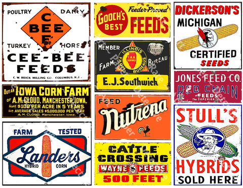 Antique Style Advertising Signs, General Store Sign Stickers Featuring a Vintage Rusty Look, Sheet #499