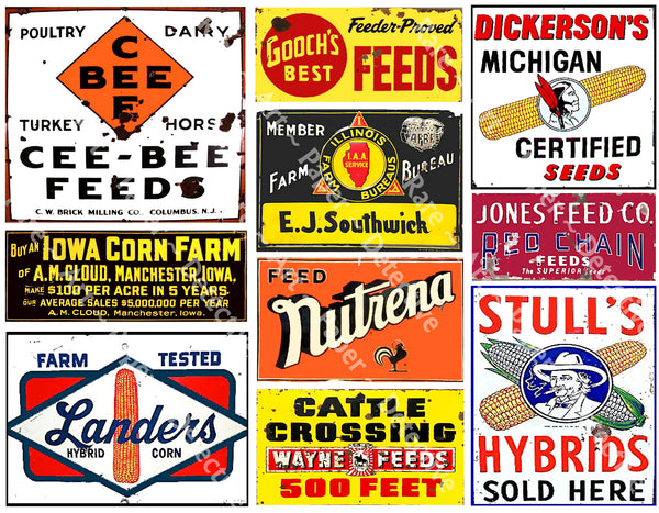 SUPER SIZE SET of Vintage Advertising Sign Stickers for Model Train & Dollhouse Miniatures, 47 Pcs. Set, 4 Sheets, 8.5" x 11" each, Pack 28