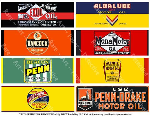 Oil Label Stickers for Small Tins, Garage Storage Labels, Gasoline Label Decals, 8.5" x 11" Sheet, #705