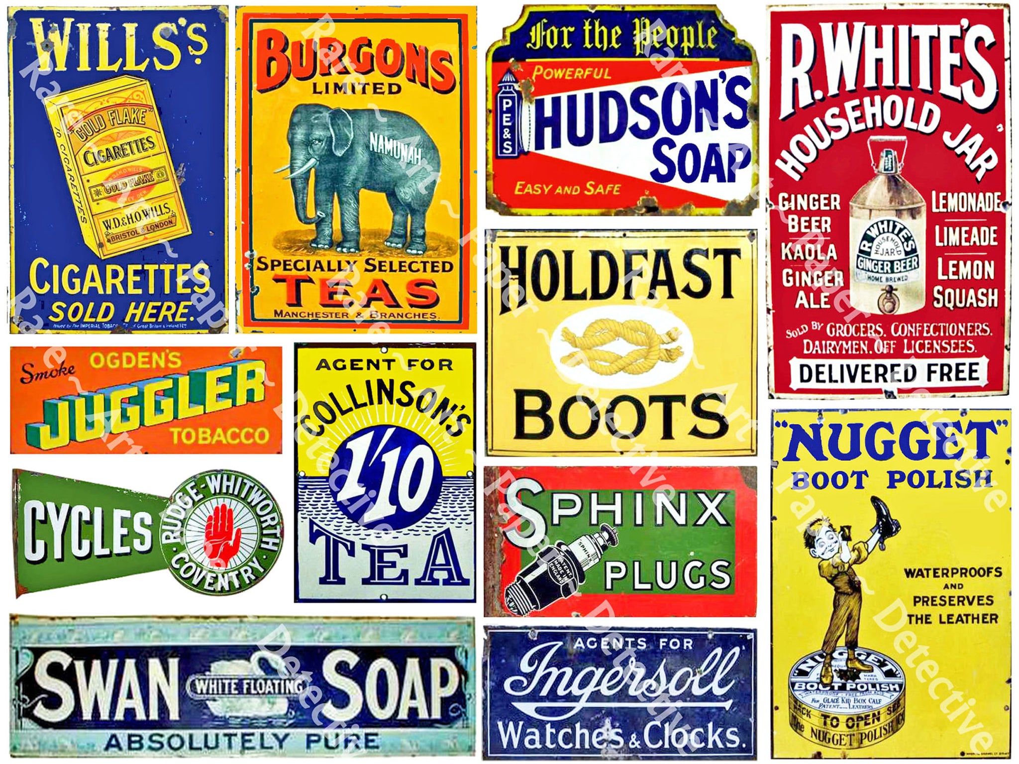 Antique Advertising Sign Stickers, 12 Vintage Advertising Decals, Vint –  Rare Paper Detective