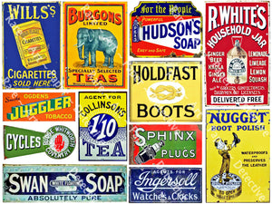Antique Advertising Sign Stickers, 12 Vintage Advertising Decals, Vintage Label Art, Sheet #715