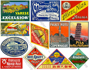 Luggage Label Sticker Sheet, 12 Authentic Travel Labels for Steam Trunks, Baggage & Suitcases, 8.5" x 11" Sheet, 723