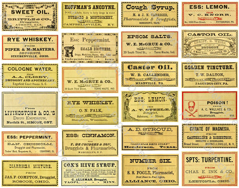 Apothecary Label Sticker Sheet, Medicine Cabinet & Bathroom DIY Décor, Halloween Novelties, #753