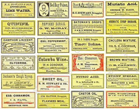 Medicine Cabinet & Bathroom DIY Décor, Apothecary Label Sticker Sheet, Halloween Novelties, #754