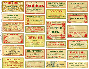 Old Fashioned Apothecary Labels, Sticker Sheet, Vintage Druggist Pill Bottle Labels, General Store Pharmacy Art Paper, Antique Drug Store, 755
