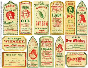 Apothecary Labels Sticker Sheet, "Old West" Style General Store Labels, Pharmacist Medicine Cabinet Decor, 756